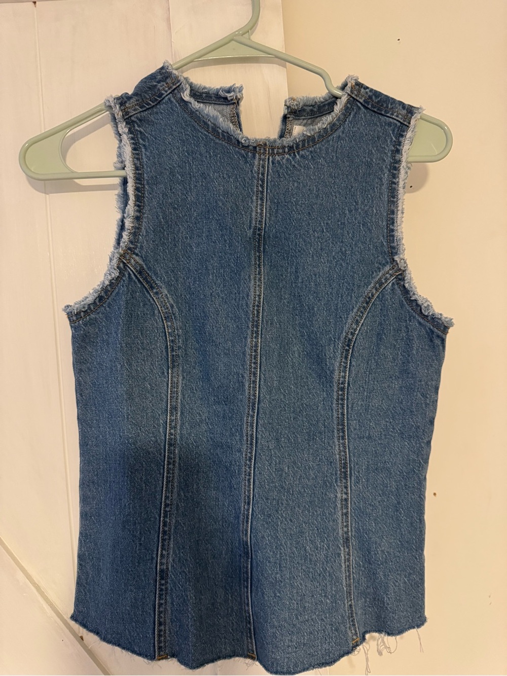 Altar'd State Frayed Edge Denim Sleeveless Top - Blue
